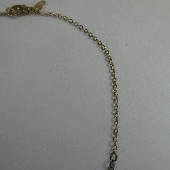 Express Two Tone Chain Necklace Clear Jewels Jeweled Rhinestone Embellished 15.5 - Picture 5 of 7